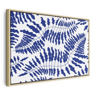 Obraz - Kobaltowa paproć 90x60 W ramie drewnianej naturalnej