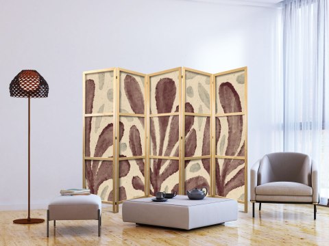 Parawan japoński - Falujące liście - nieregularne roślinne kształty w stylu Matisse'a 225x172