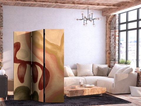 Parawan - Przetarte figury - kształty w technice lime wash w ciepłych kolorach 135x172 Jednostronny