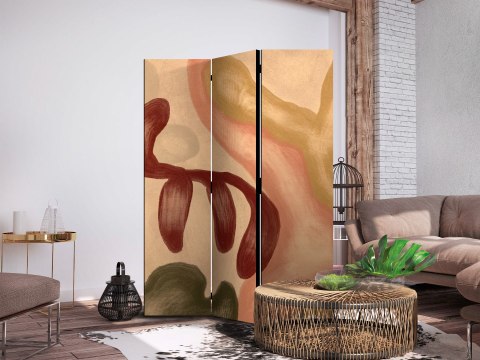 Parawan - Przetarte figury - kształty w technice lime wash w ciepłych kolorach 135x172 Jednostronny