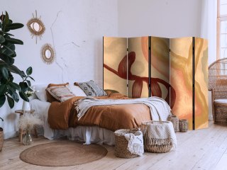Parawan - Przetarte figury - kształty w technice lime wash w ciepłych kolorach 225x172 Jednostronny