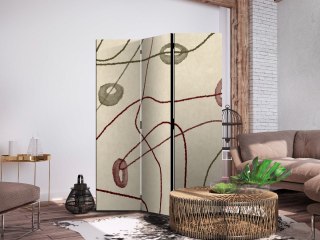 Parawan - Labirynt z koralików - minimalistyczna abstrakcja na przecieranym tle 135x172 Jednostronny