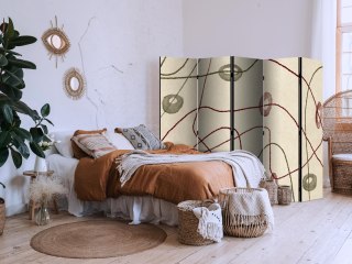Parawan - Labirynt z koralików - minimalistyczna abstrakcja na przecieranym tle 225x172 Jednostronny