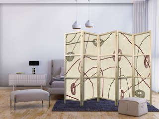 Parawan japoński - Labirynt z koralików - minimalistyczna abstrakcja na przecieranym tle 225x172