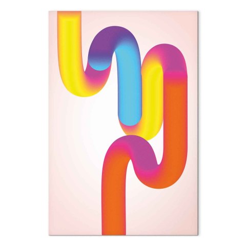 Obraz - Barwne Zakręty - dynamiczna kompozycja w odcieniach żółci różu i niebieskiego 40x60 Standard