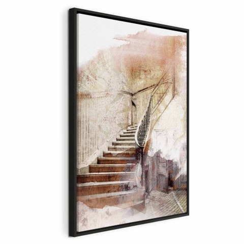 Obraz - Sekretne schody (1-częściowy) pionowy 40x60 W ramie drewnianej czarnej