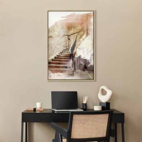 Obraz - Sekretne schody (1-częściowy) pionowy 40x60 W ramie drewnianej naturalnej