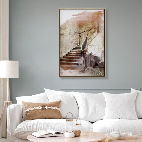 Obraz - Sekretne schody (1-częściowy) pionowy 60x90 W ramie drewnianej naturalnej