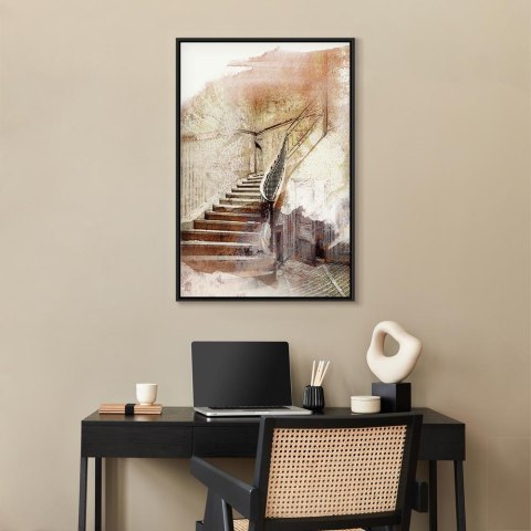 Obraz - Sekretne schody (1-częściowy) pionowy 80x120 W ramie drewnianej czarnej