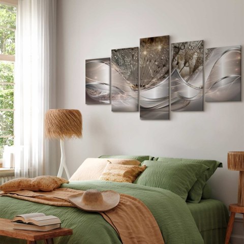 Obraz - Świecące dmuchawce (5-częściowy) beżowy szeroki 100x50 Standard