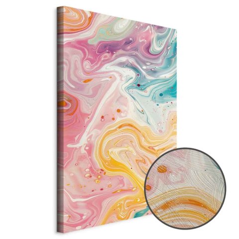 Obraz - Kolorowy Chaos - dynamiczne kształty w odcieniach różu żółci i błękitu 20x30 Premium Print