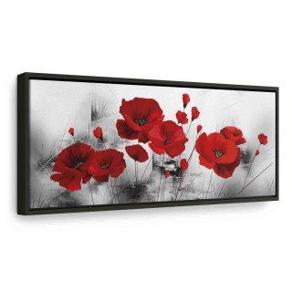 Obraz - Szary ogród 150x50 W ramie drewnianej czarnej