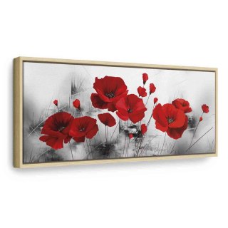 Obraz - Szary ogród 150x50 W ramie drewnianej naturalnej