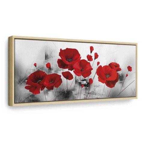 Obraz - Szary ogród 150x50 W ramie drewnianej naturalnej