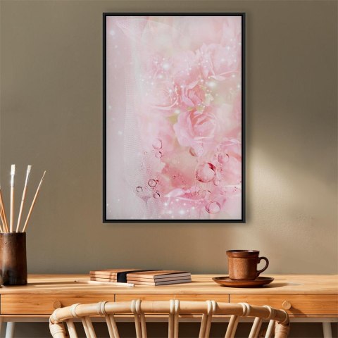 Obraz - Różowa natura (1-częściowy) pionowy 80x120 W ramie drewnianej czarnej