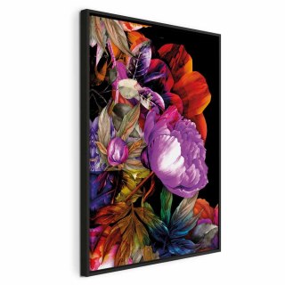 Obraz - Natura w kolorach lata (1-częściowy) - kwiatowy ogród inspiracji 80x120 W ramie drewnianej czarnej
