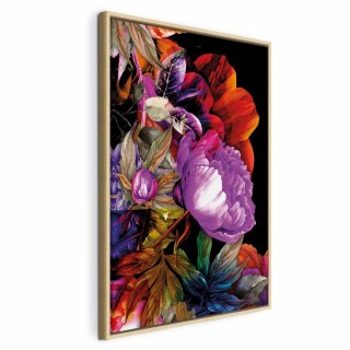 Obraz - Natura w kolorach lata (1-częściowy) - kwiatowy ogród inspiracji 80x120 W ramie drewnianej naturalnej