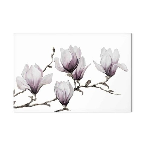 Obraz - Malowane magnolie (1-częściowy) szeroki 90x60 Standard