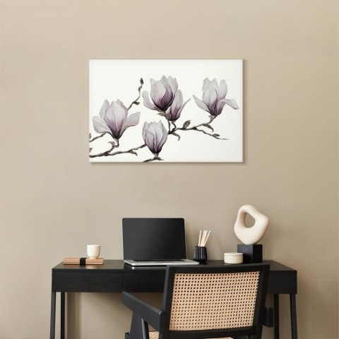 Obraz - Malowane magnolie (1-częściowy) szeroki 90x60 Standard