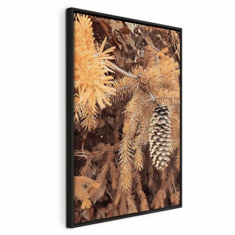 Obraz - Złota szyszka (1-częściowy) pionowy 40x60 W ramie drewnianej czarnej