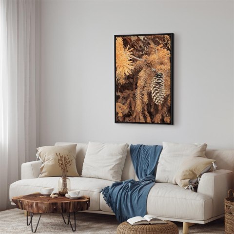 Obraz - Złota szyszka (1-częściowy) pionowy 60x90 W ramie drewnianej czarnej