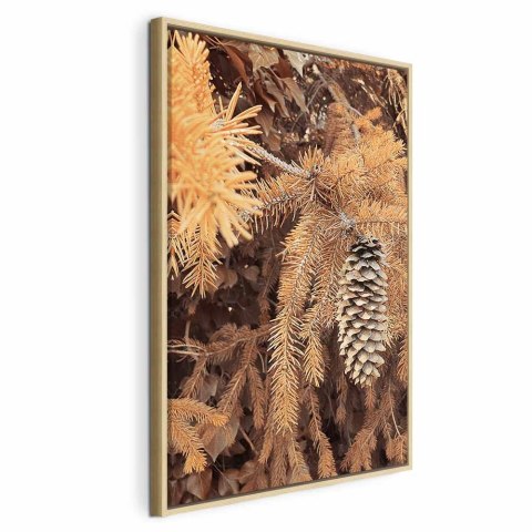 Obraz - Złota szyszka (1-częściowy) pionowy 60x90 W ramie drewnianej naturalnej
