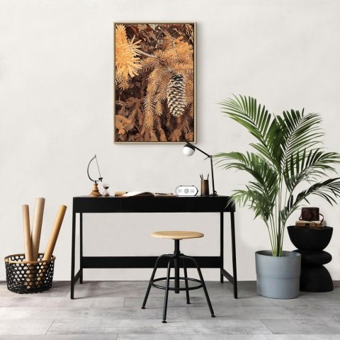 Obraz - Złota szyszka (1-częściowy) pionowy 60x90 W ramie drewnianej naturalnej