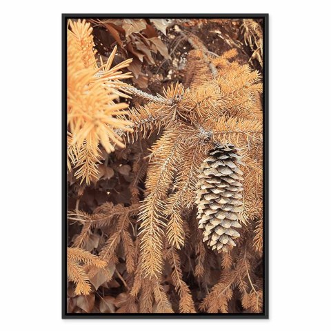 Obraz - Złota szyszka (1-częściowy) pionowy 80x120 W ramie drewnianej czarnej