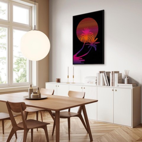 Obraz - Palma o wschodzie (1-częściowy) pionowy 40x60 W ramie drewnianej czarnej