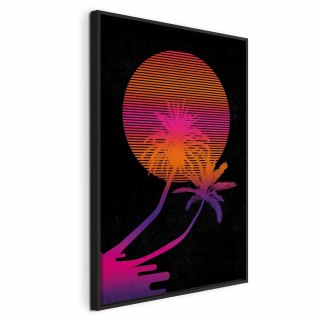 Obraz - Palma o wschodzie (1-częściowy) pionowy 60x90 W ramie drewnianej czarnej