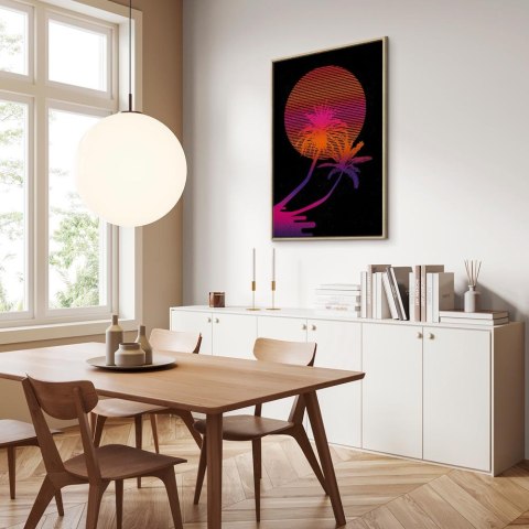 Obraz - Palma o wschodzie (1-częściowy) pionowy 60x90 W ramie drewnianej naturalnej