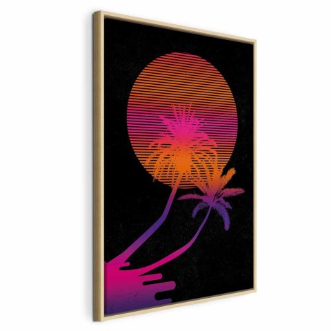 Obraz - Palma o wschodzie (1-częściowy) pionowy 80x120 W ramie drewnianej naturalnej