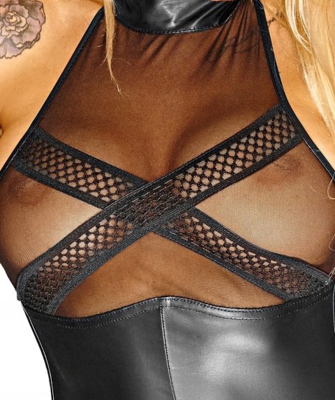 Czarne Body z zamkiem w kroczu L