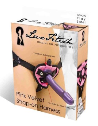 LUX FETISH Pink Velvet StrapOn Uprząż