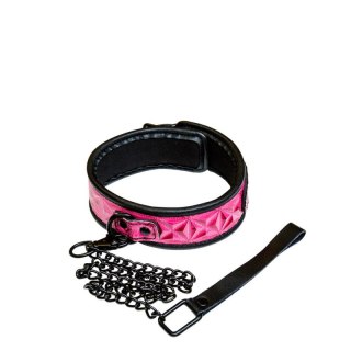 Różowa Obroża ze Smyczą SINFUL COLLAR PINK