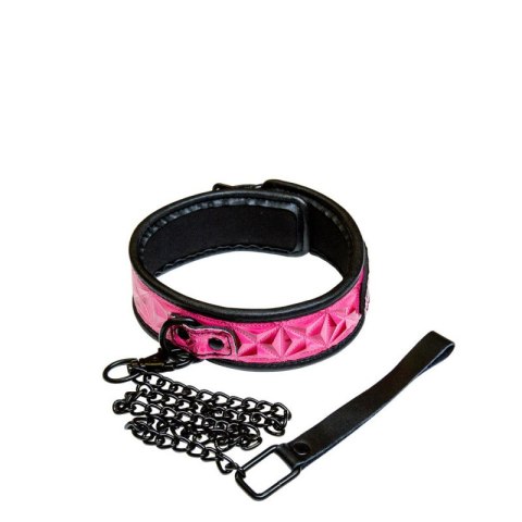 Różowa Obroża ze Smyczą SINFUL COLLAR PINK