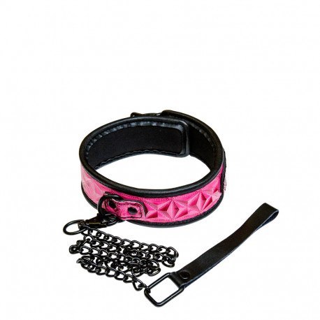 Różowa Obroża ze Smyczą SINFUL COLLAR PINK