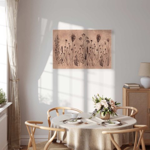 Obraz - Polne kwiaty - czarne rośliny na tle w technice lime wash 30x20 Akustyczny