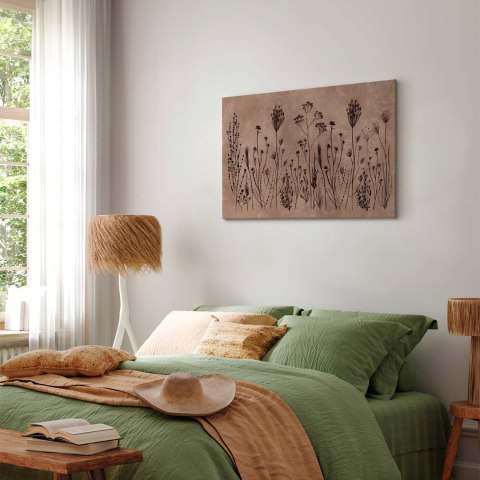 Obraz - Polne kwiaty - czarne rośliny na tle w technice lime wash 60x40 Na płótnie włoskim
