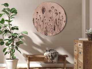 Obraz okrągły - Polne kwiaty - czarne rośliny na tle w technice lime wash 80x80