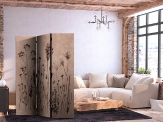 Parawan - Roślinny vintage - delikatne polne kwiaty na tle w technice lime wash 135x172 Dwustronny