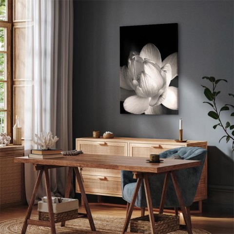 Obraz - Delikatność płatków w naturze (1-częściowy) - kwiat w czerni i bieli 60x90 Standard