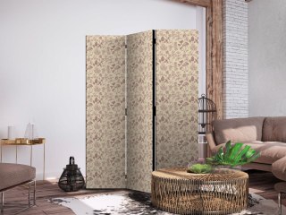 Parawan - Beżowa natura lasu - grzyby kwiaty i zioła na jasnym tle 135x172 Jednostronny