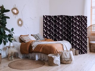Parawan - Ptaki wśród kwiatów - bażanty w otoczeniu piwonii - fioletowy 225x172 Jednostronny