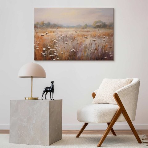 Obraz - Impresjonistyczna łąka - krajobraz polny w pastelowej palecie barw 90x60 Standard