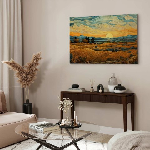 Obraz - Impresjonistyczne łany - namalowany złoty krajobraz z łanami zboża 60x40 Standard