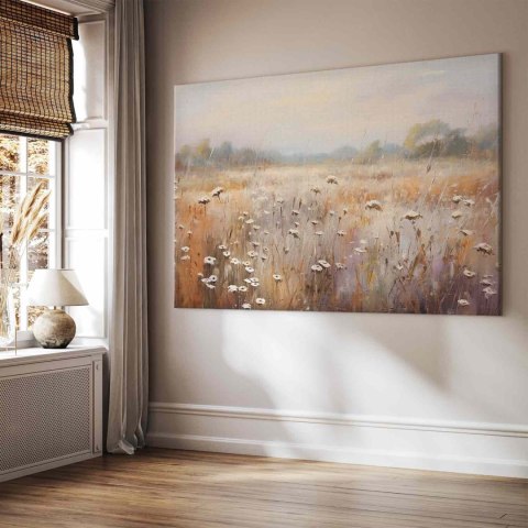 Obraz XXL - Impresjonistyczna łąka - krajobraz polny w pastelowej palecie barw 220x147