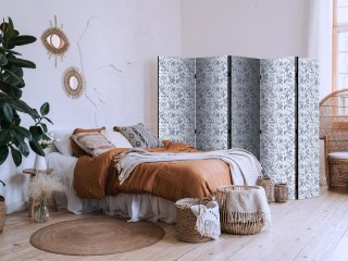 Parawan - Ilustracja w stylu vintage - niebieskie kwiaty na białym tle 225x172 Akustyczny