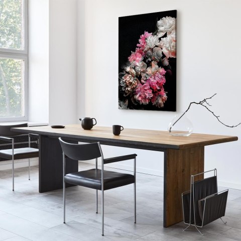 Obraz - Czar piwonii (1-częściowy) - kolorowy bukiet kwiatów na czarnym tle 20x30 Akustyczny