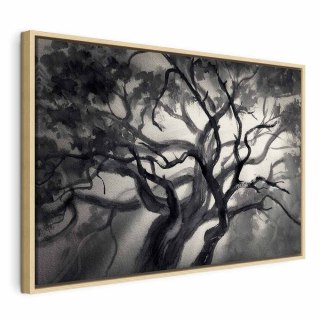 Obraz - Rozświetlone gałęzie (1-częściowy) szeroki 120x80 W ramie drewnianej naturalnej